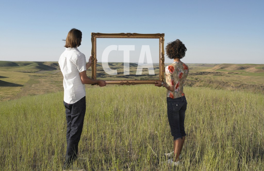 Man And Woman Holding Empty Cta Picture Frame